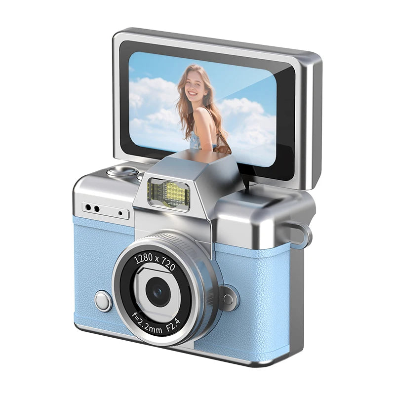 Ourlife Mini Keychain Camera - 1.47-Inch Flip Screen Retro CCD HD Digital Video Recorder