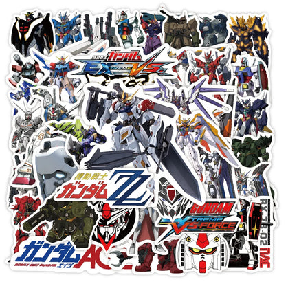 GUNDAM Anime Graffiti Stickers - 10/50-Piece Cartoon Decal Pack for Luggage, Phones, Skateboards, Guitars and Scrapbooks