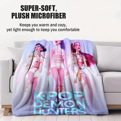 K-Pop Demon Hunters Flannel Blanket – 31 Styles Anime Throw for Home, Travel & Camping Fan Gift