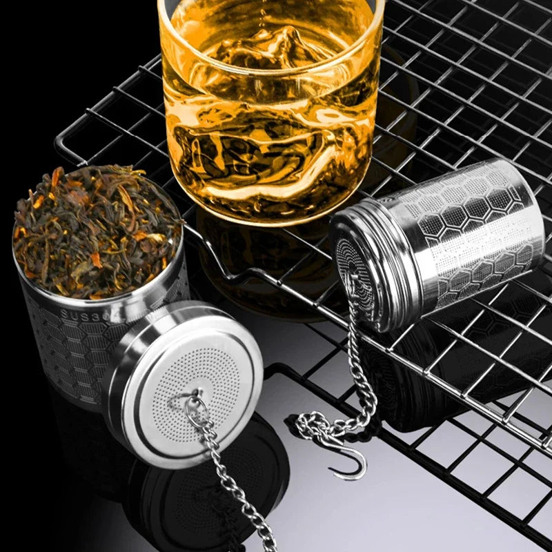 Stainless Steel Tea Infuser — Extra Fine Mesh Strainer with Extended Chain Hook for Loose Tea