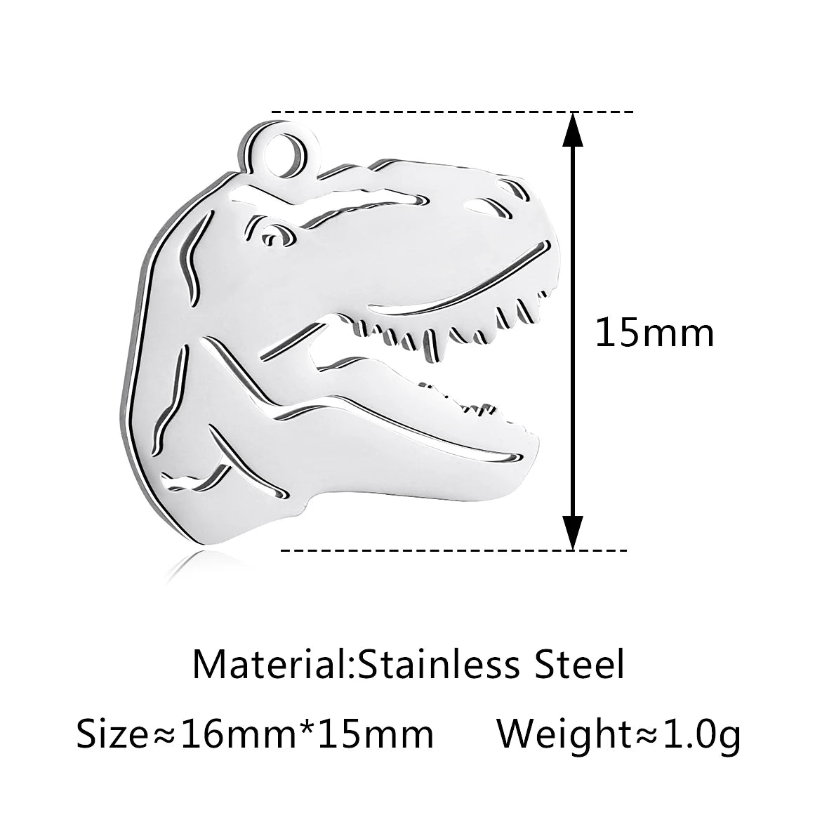 5-Piece Stainless Steel Charm Set - Magic Cube, Cross, Space Rocket, Boxing Glove, and Dinosaur DIY Jewelry Pendants