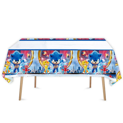 Sonic Birthday Party Decoration Set – Hedgehog Theme Tableware & Supplies with Plates, Cups, Napkins, Tablecloth & Party Accessories for Kids Party Gifts