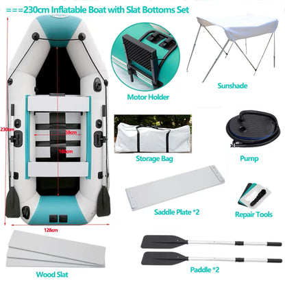 2.0–3.6m Inflatable Fishing Kayak Boat Air Deck Set – 3-Layer 0.9mm PVC, 2+1 Air Chambers, Wear-Resistant LUYA Raft Boat