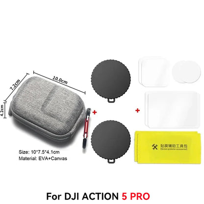 Silicone Camera Lens Dust Cover for DJI Osmo Action 4/5 Pro – Non-Slip Lens Protector with Tempered Film Accessory