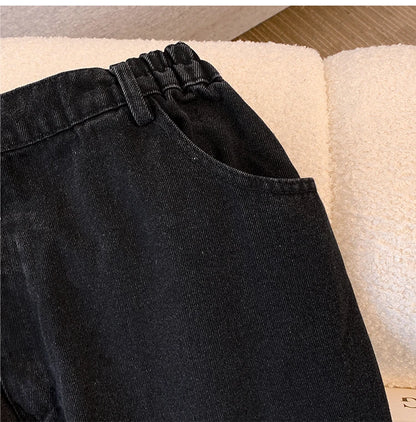 Plus Size Women’s Casual Jeans – Classic Black & Blue Washed Denim for Spring & Autumn, Comfortable & Versatile