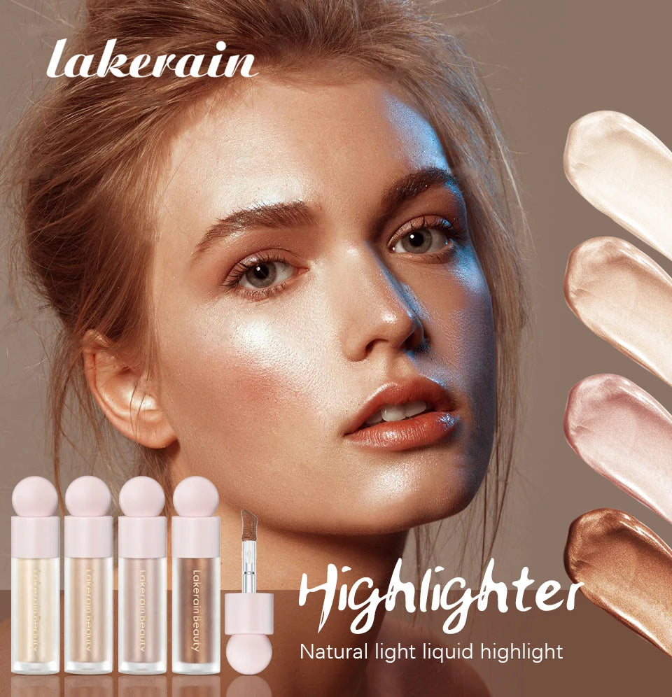 4-Color Liquid Face Highlighter — Bronzer & Contour Shimmer Makeup