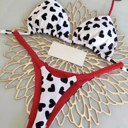 Women’s Bikini Split Print Swimwear – Sexy G-String Beach Set for Summer Holiday & Vacation Wear
