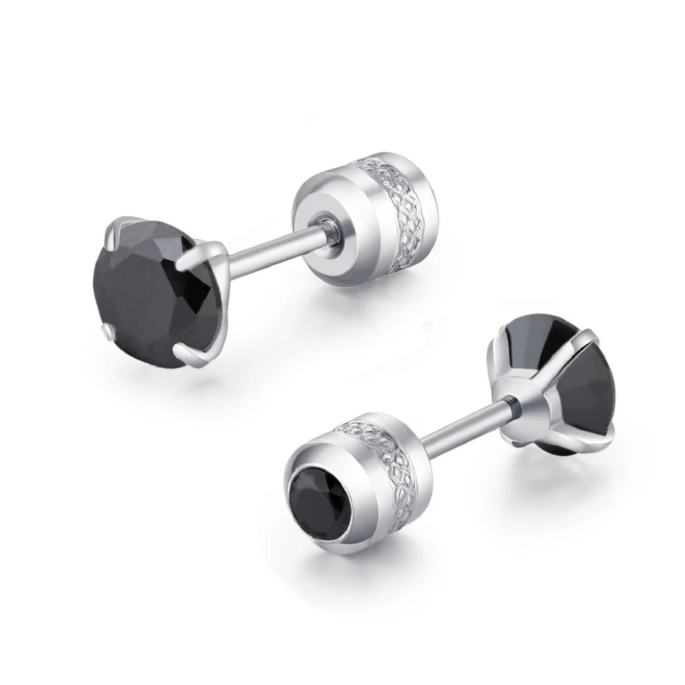 Medical Stainless Steel Crystal Zircon Ear Studs – Hypoallergenic Tragus & Cartilage Screw Piercing Earrings Jewelry