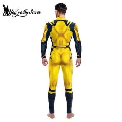 “You’re My Secret” Superhero Cosplay Costume – Deadpool & Wolverine Jumpsuit Bodysuit for Men, Halloween & Party