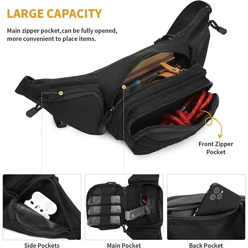 Tactical Fanny Pack - Nylon Backpack for Hiking, Outdoor Sports, and Camping, with Phone and Airsoft Bag Compartments