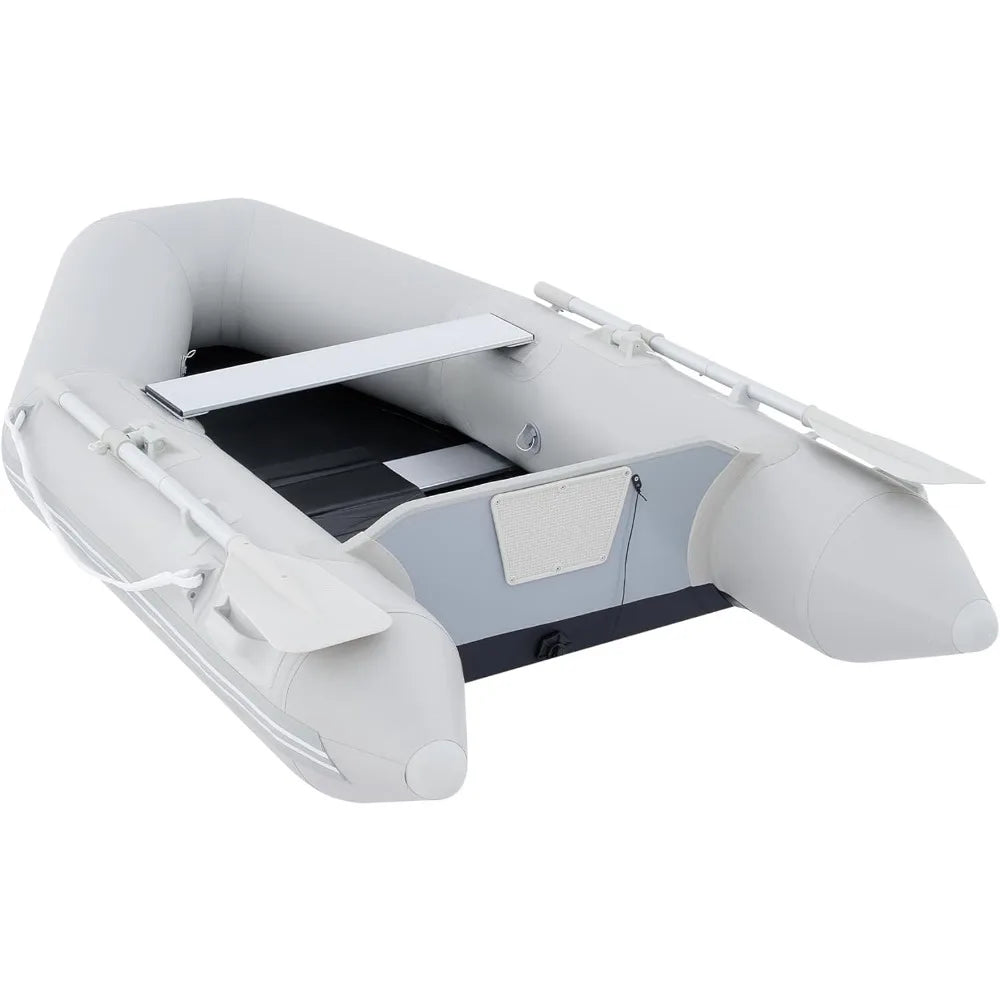 7.5ft Inflatable Dinghy Boat – Portable Raft with Aluminum Alloy Floor, Touring Kayak, Panels, Paddles & Air Pump