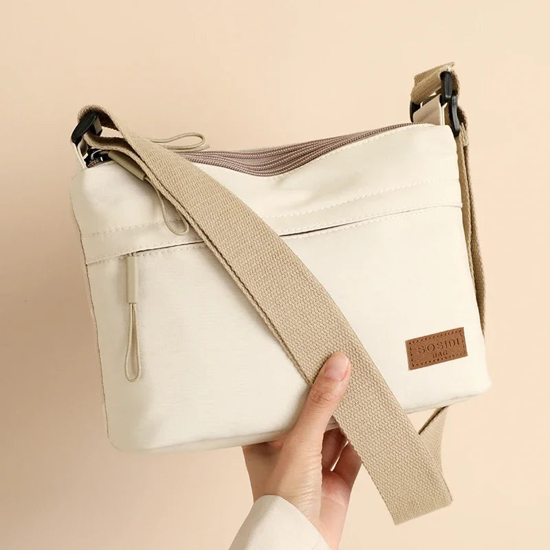 High-Capacity Canvas Crossbody Bag - Multi-Pocket Shoulder Purse for Women and Everyday Shopping