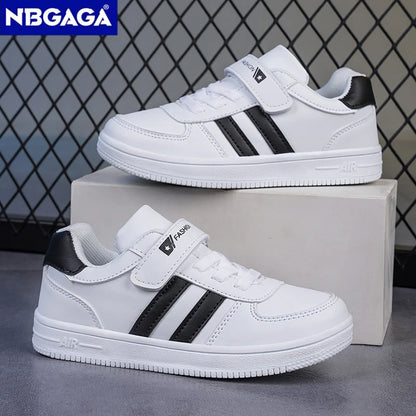 Kids White Sneakers — Boys & Girls Sport Casual Shoes, Non-Slip School Walking & Running Shoes, Sizes 28-39
