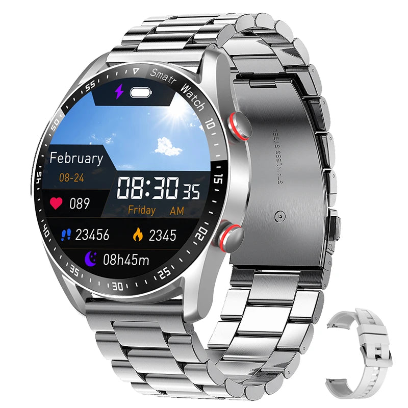 ECG+PPG Bluetooth Call Smartwatch for Men – Laser Health, Blood Pressure, Fitness, Waterproof Sports Watch with Box