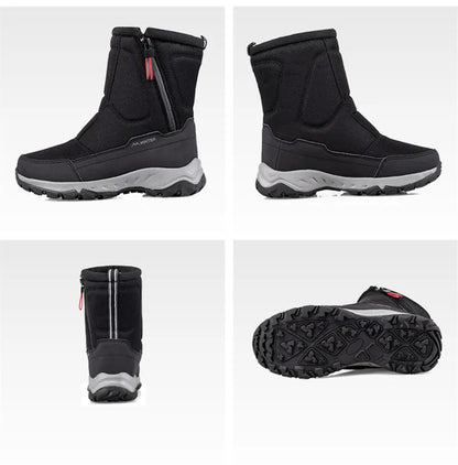 Large Winter Men’s Boots – Warm Plush Ankle High-Top Snow Boots, Sweat-Wicking Outdoor Sneakers