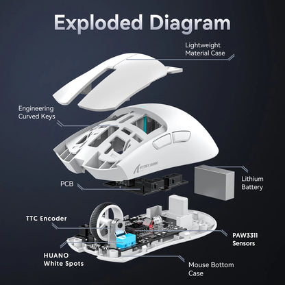 Attack Shark X11 Tri-Mode Wireless Gaming Mouse – 2.4GHz/Wired/Bluetooth PAW3311 22000DPI RGB PC Mouse 400IPS