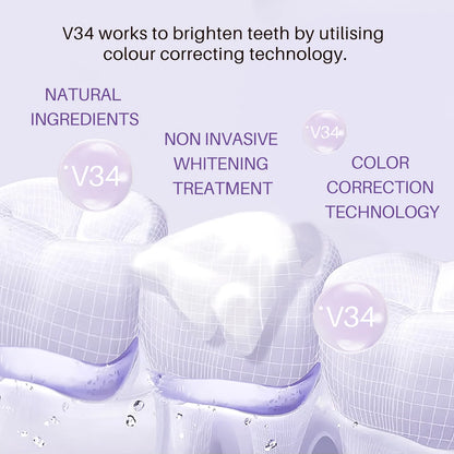 50ML V34 Purple Whitening Toothpaste – Brighten Teeth, Remove Stains & Foam Cleaning for Oral Care
