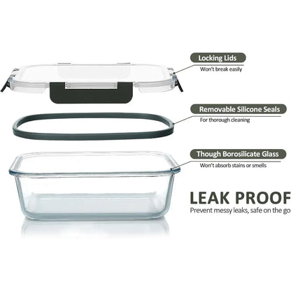 30-Piece Glass Food Storage Container Set — Airtight Meal Prep Containers with Upgraded Snap-Lock Lids, Oven Safe