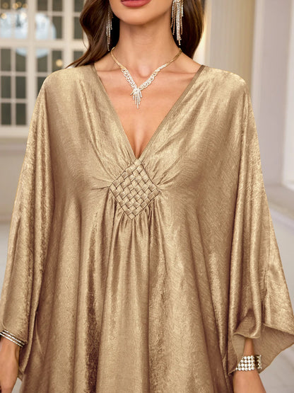 Women’s Sparkly Glitter Kaftan Dress – Batwing Sleeve Beach Maxi Cover-Up