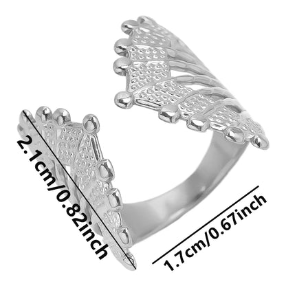 Stainless Steel Chunky Open Ring — Textured Vintage Lava Design for Men & Women