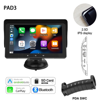 Grandnavi 7-Inch Universal Car Multimedia Touch Screen – Wireless CarPlay & Android Auto Video Player for Vehicles