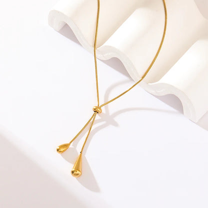 GANEMLY 316L Stainless Steel Water Drop Pendant Necklace – Trendy 18K Gold Plated Women’s Jewelry Gift