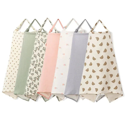 Cotton Breastfeeding Cover - Adjustable Nursing Apron Baby Feeding Privacy Blanket for Mothers and Strollers