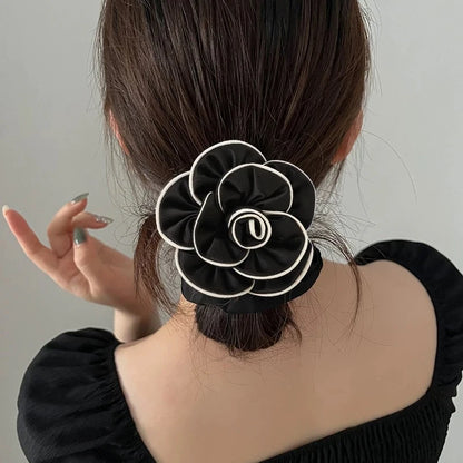 Elegant Camellia Hair Tie - High-Elastic Fashion Hair Band for Buns & Ponytails