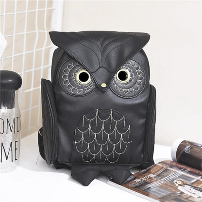 Embossed Owl Backpack: Cute Cartoon Animal PU Bag for Trendy Women - Fashionable Travel Companion
