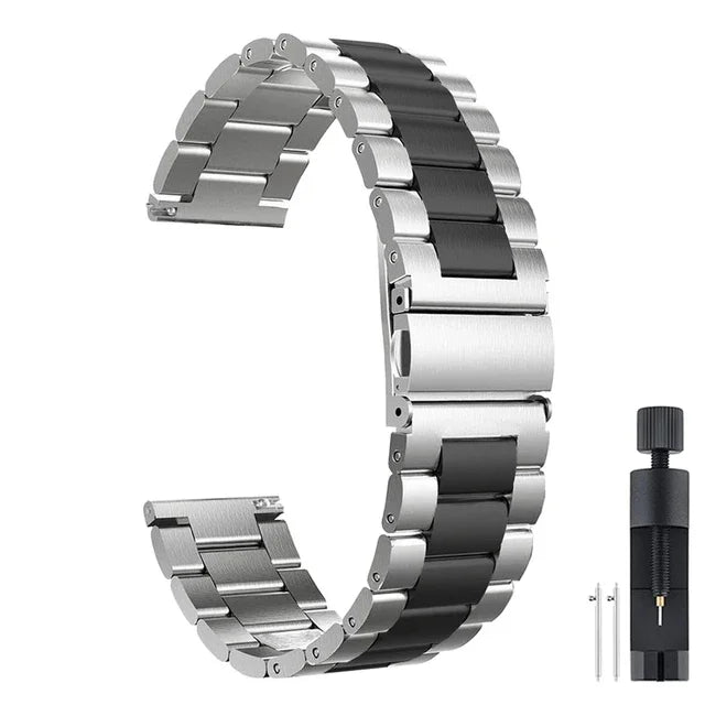 22mm/20mm Metal Watch Strap – Compatible with Garmin Vivoactive 3/4/5, Forerunner 245/645/745/965, Venu 2/3, SQ2 Music