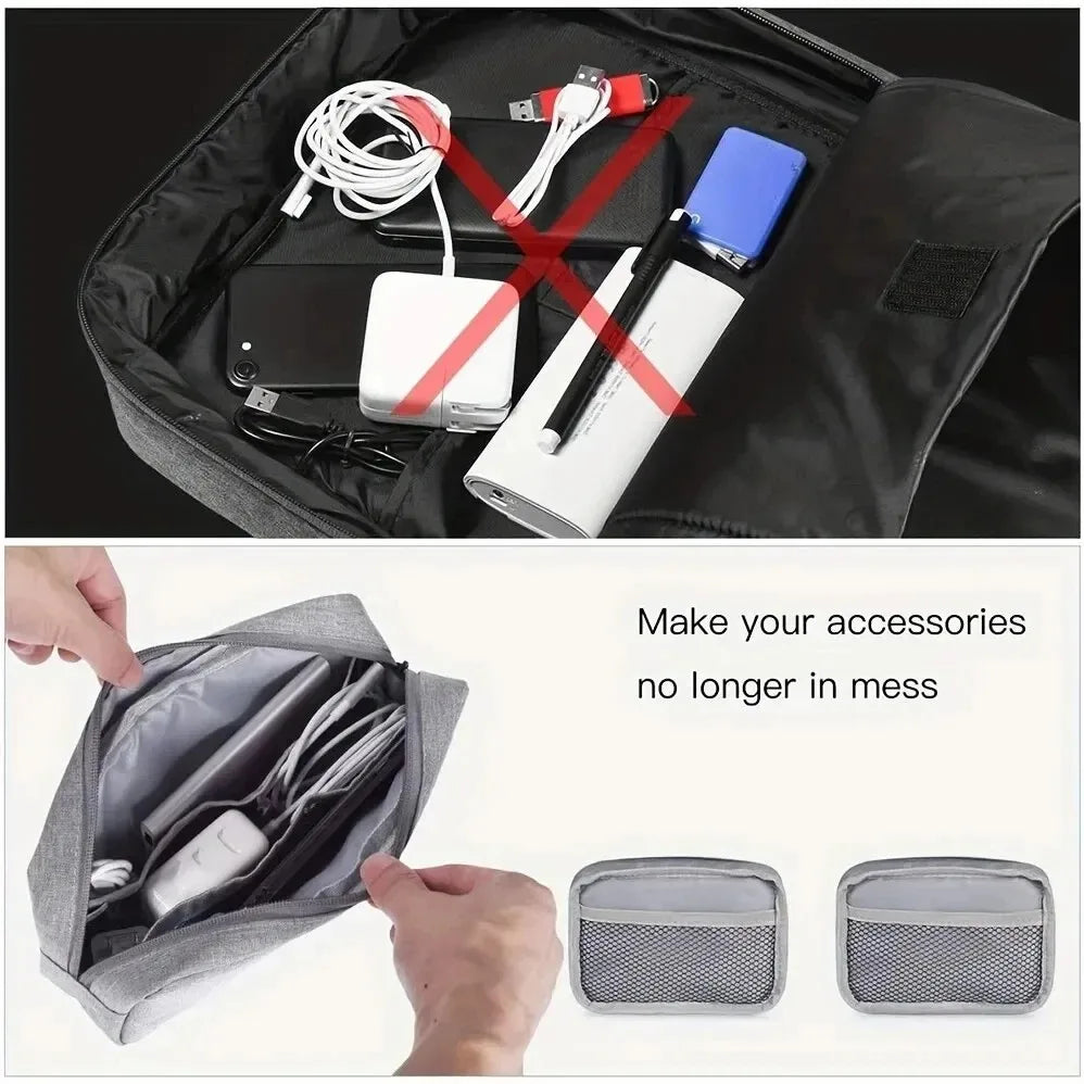 Digital Portable Organizer Case – Travel Storage Bag for Headphones, Chargers, USB Cables & Accessories