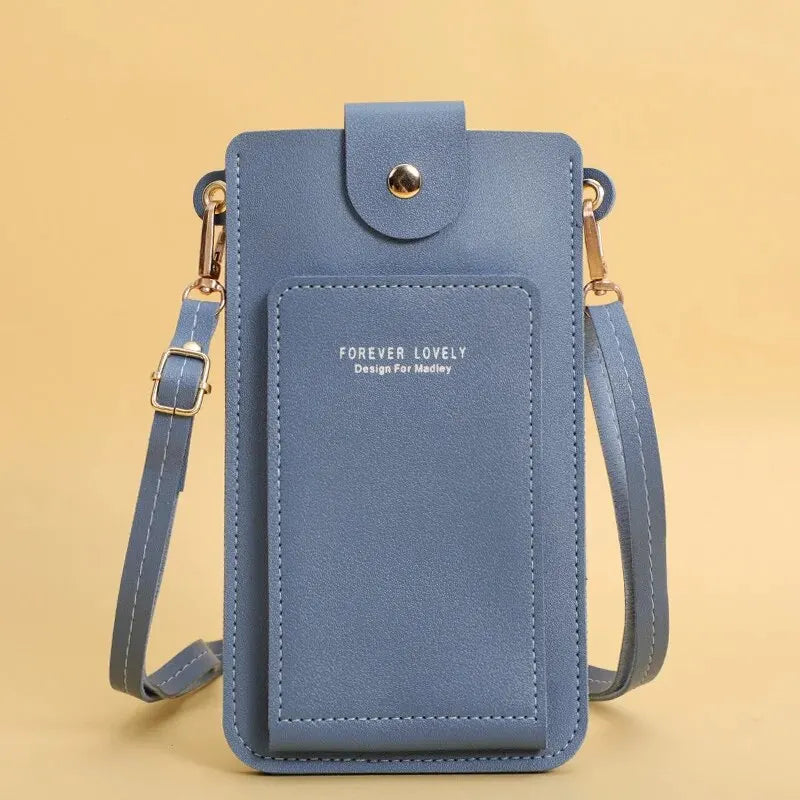 Women's Soft Leather Wallet Crossbody Bag – Touch Screen Phone Purse with Shoulder Strap