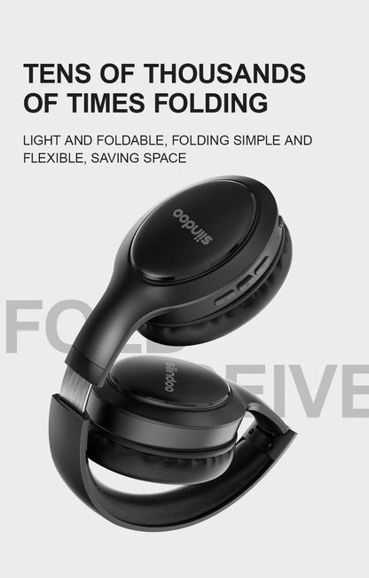 Siindoo JH919 Wireless Bluetooth Headphones - Foldable Stereo Earphones, Super Bass, Noise Reduction Mic for Laptop, PC, TV