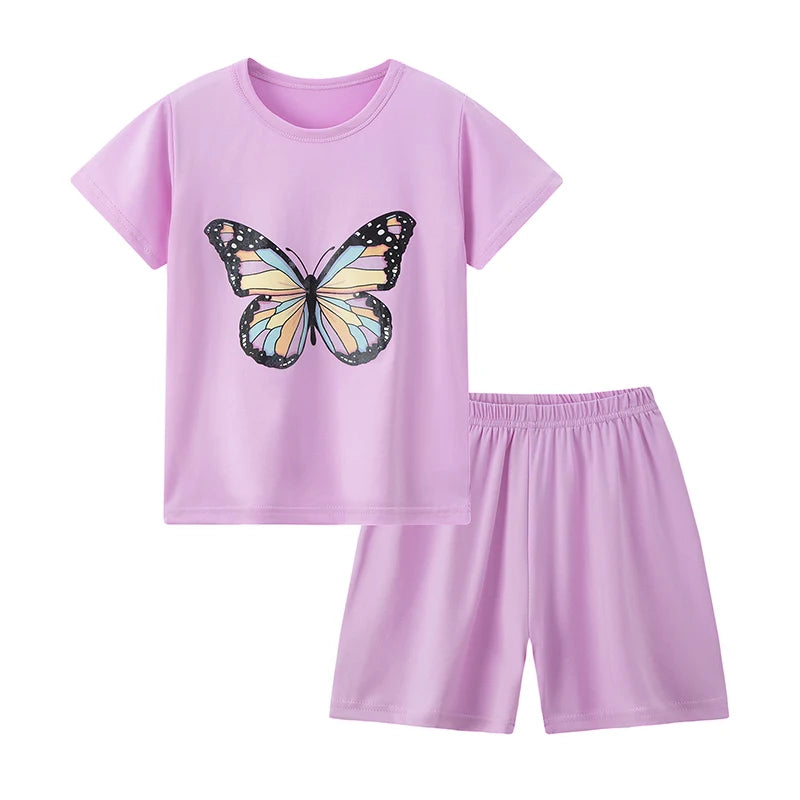 Kids' 2-Piece Summer Outfit Set - Cute Short Sleeve Top and Shorts for Boys & Girls