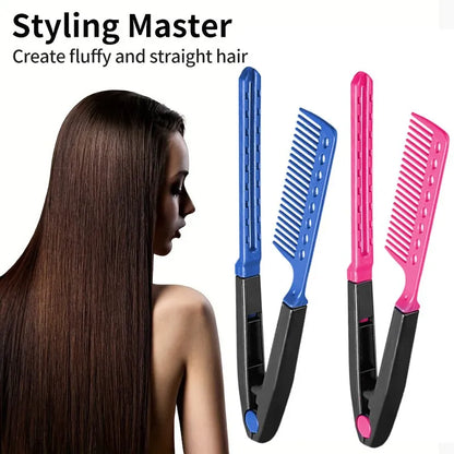 V-Shaped Flat Comb Hairpin: Salon Hair Brush Comb for Hairdressing Styling - Fluffy Anti-Static Rolling Curly Comb for Household