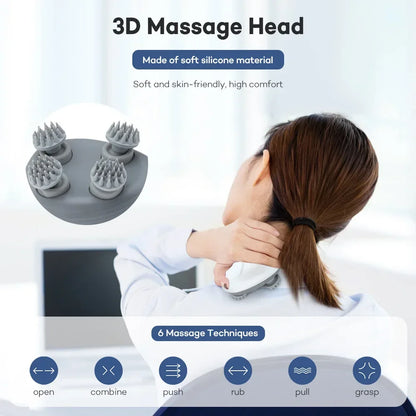Electric Scalp Massager with Red Light Therapy – Antistress Body Massage Tool for Muscle Tension & Tiredness Relief