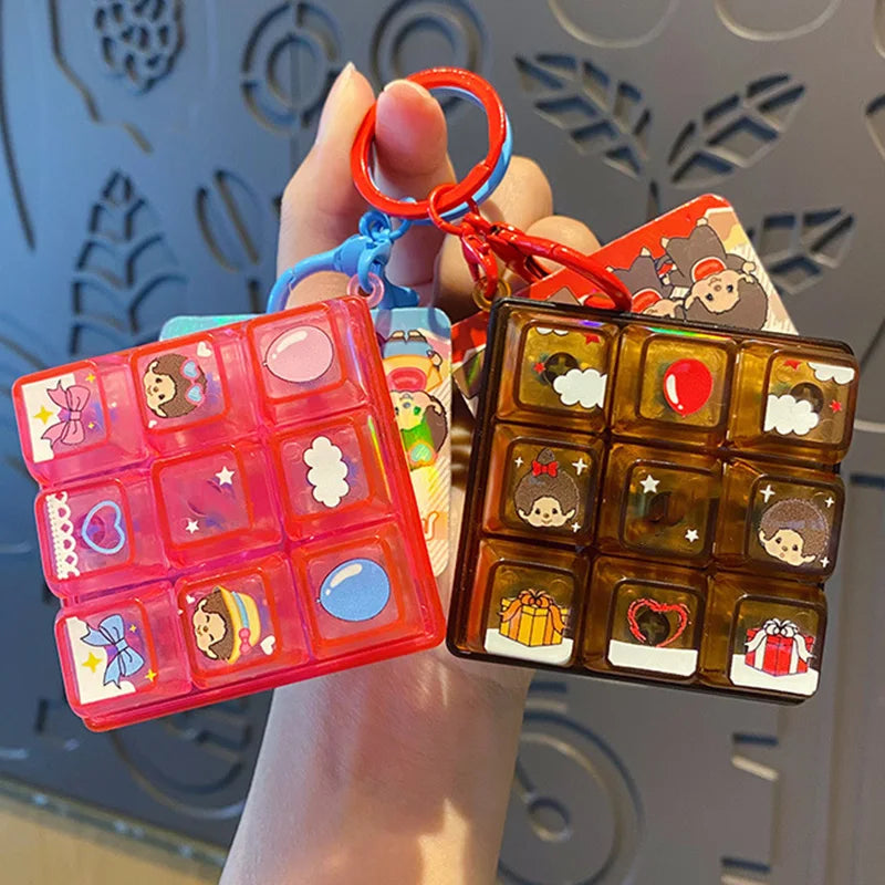 Monchhichi Keycap Clicker Keychain - Anti-Stress Fidget Toy, Cute Keyboard Key Cap and Squishy Bag Charm