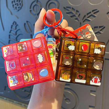 Monchhichi Keycap Clicker Keychain - Anti-Stress Fidget Toy, Cute Keyboard Key Cap and Squishy Bag Charm