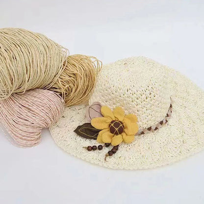 Raffia Straw Yarn - 100g Handmade Crochet Material for Summer Hats, Bags & DIY Handcraft Projects