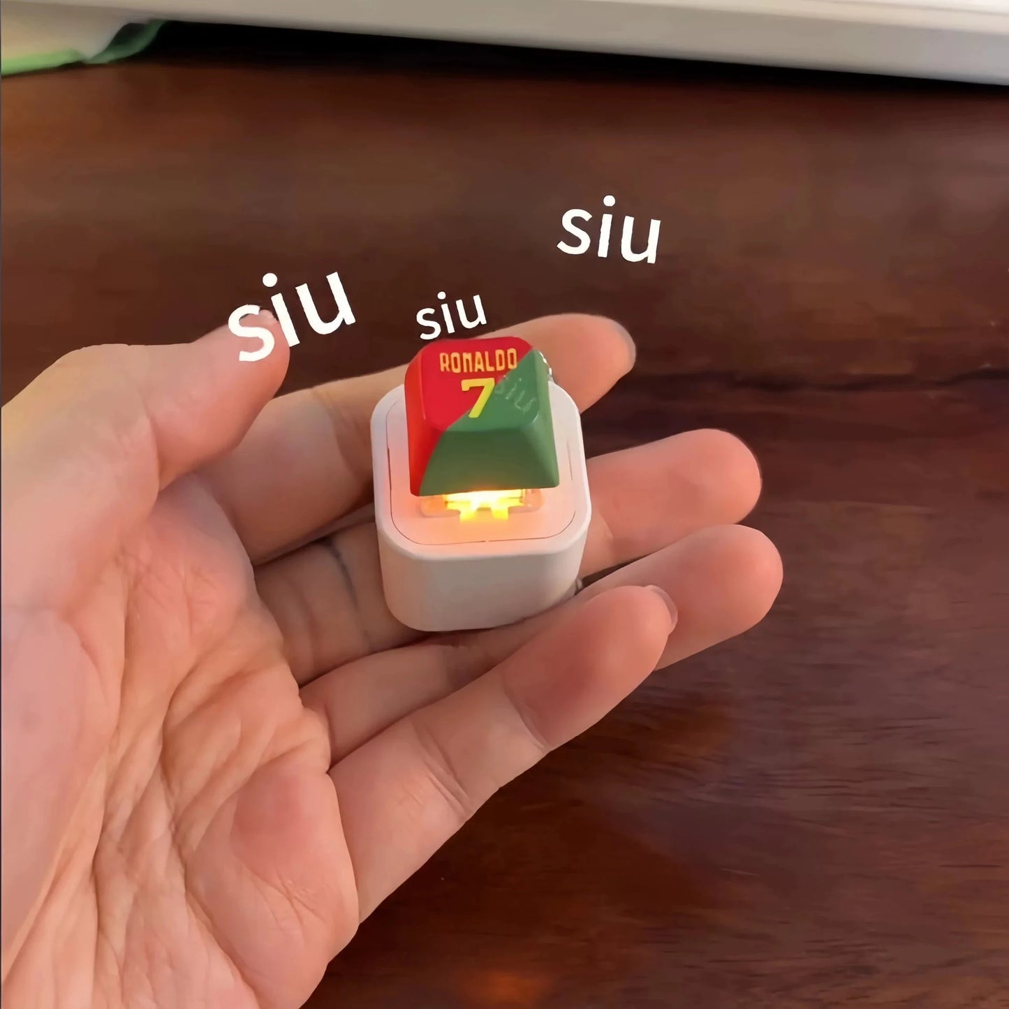 C Siu Croaking Keychain - Rechargeable Sound Button with Colorful Lights Sensory Anxiety Relief Toy
