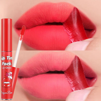 Peel-Off Waterproof Lip Gloss & Lip Stain – Long Lasting Non-Stick Matte Liquid Lipstick, Rose Tint Tattoo Effect Makeup for Bold Color Lips