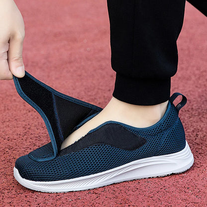 Adjustable Lightweight Open Walking Shoes for Men, Comfortable Diabetic Sneakers for Swollen & Elderly Feet, Breathable Support Fit