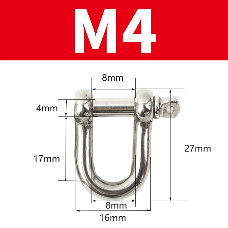 304 Stainless Steel D Shackle - Straight Short Rigging Hook for Boat & Marine Hardware