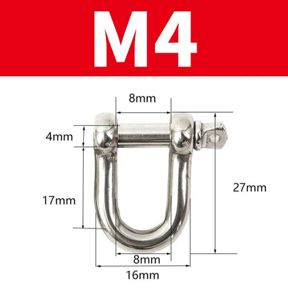 304 Stainless Steel D Shackle - Straight Short Rigging Hook for Boat & Marine Hardware
