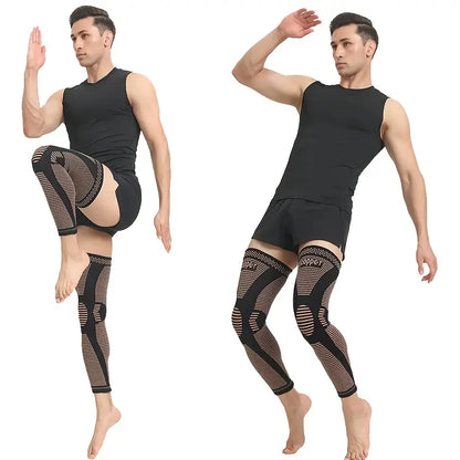 Copper Compression Knee Sleeves – Stretchable Breathable Knee Brace Support for Full Leg Stability, Pain Relief & Sports Recovery Knit Fabric