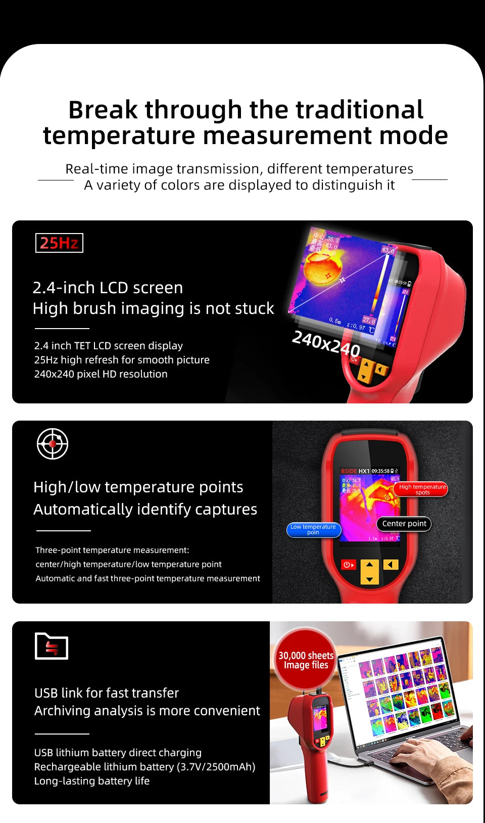 New Style Thermal Imaging Camera – 240x240 Infrared Temperature Meter for PCB Repair & Industrial Pipeline Detection