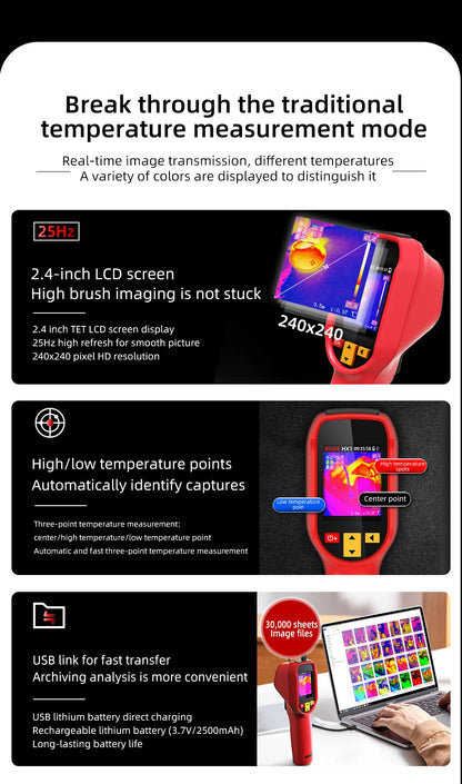 New Style Thermal Imaging Camera – 240x240 Infrared Temperature Meter for PCB Repair & Industrial Pipeline Detection