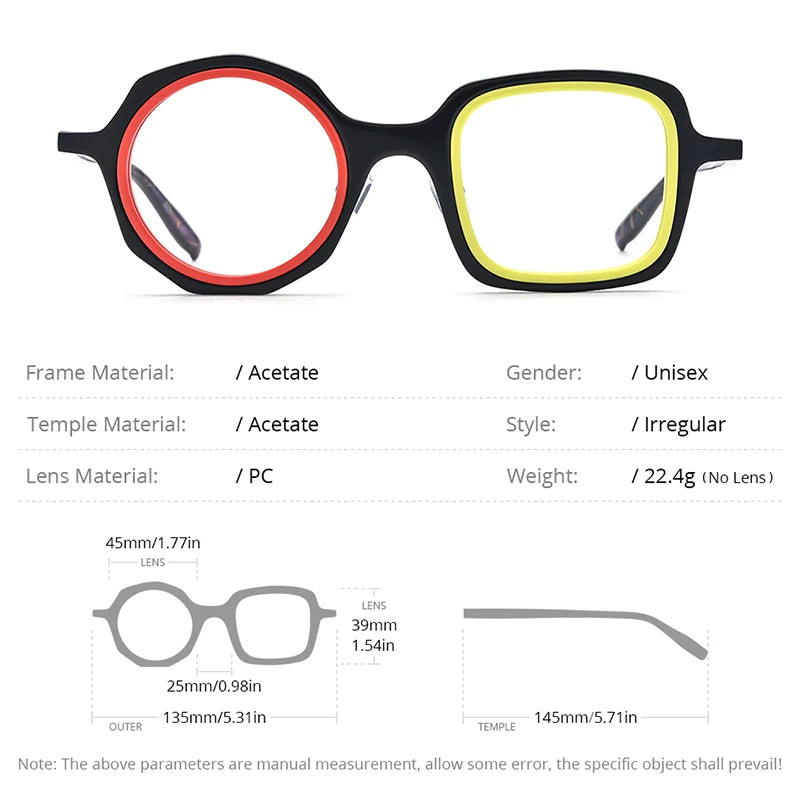 FONEX HEPIDEM Acetate Eyeglass Frames - Retro Round Vintage Eyewear for Men & Women