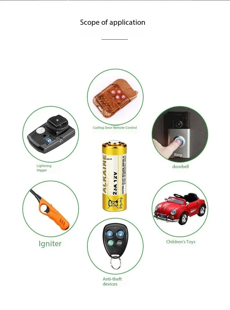 12V A23 Battery Pack - 23A Alkaline Batteries for Doorbells Remote Controls & Electronic Toys