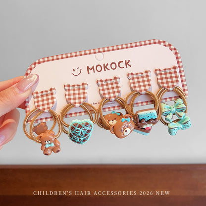 10PCS Ocean-Themed Baby Girl Hair Ties - High-Elasticity Korean-Style Star and Heart Hair Bands for Toddlers, Gentle Everyday Wear